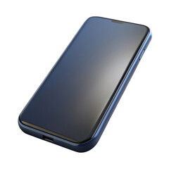 Modern dark blue smartphone with sleek design isolated on transparent background