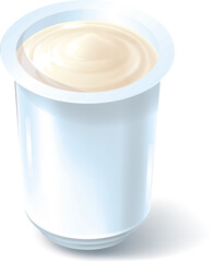 a mockup vector of a white colored round container with yogurt filled in it