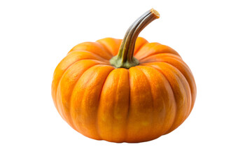 Obraz premium Vibrant orange pumpkin isolated on transparent background, a symbol of autumn, fall, halloween, and thanksgiving with a round shape