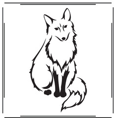 Fox Illustration - Detailed Line Art of Sitting Fox, Animal Icon, Wildlife Design for Nature, Forest, and Creative Use