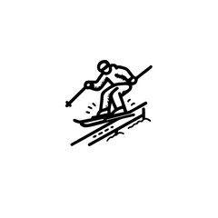 Graffiti-Style Rail Jam Ski Icon – Grind Rail Line Art – Edgy Urban Event Logo