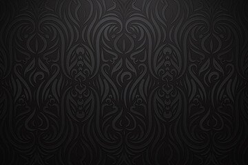 A black abstract ornamental flowers background