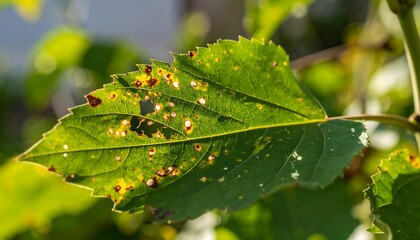 Damaged leaf with holes