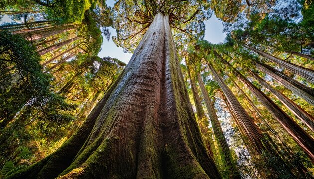 majestic kauri tree in native new zealand forest