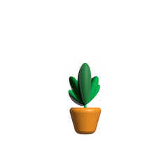 3D green plant in a pot.