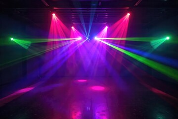Fototapeta premium Energetic laser beams fill a dark room, creating vibrant patterns and dazzling light shows, perfect for a futuristic event or party atmosphere , texture, event, stylish