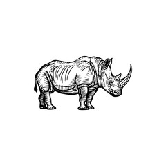 White rhinoceros vector standing, isolated on white background