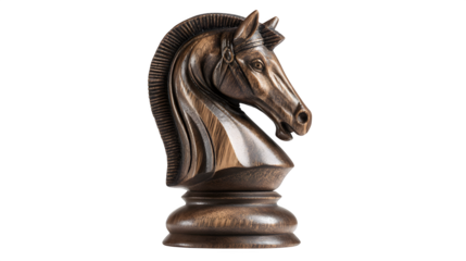 Bronze Chess Knight, isolated on transparent background