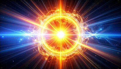 Cosmic Energy Burst: A radiant sphere of pure energy unleashes a breathtaking display of light, radiating outwards in a dynamic explosion of cosmic force. 