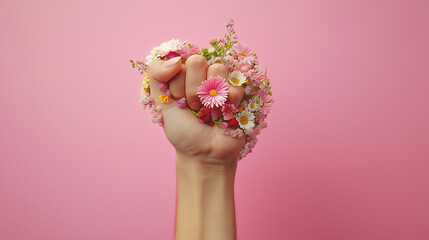 Top View of Empowered Floral Fist   Womens Rights Theme