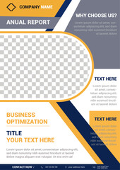 Corporate Annual Report Flyer Template with Yellow and Navy Blue Geometric Layout