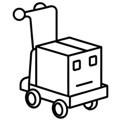 Black Outline Hand Truck Carrying Cardboard Box Delivery
