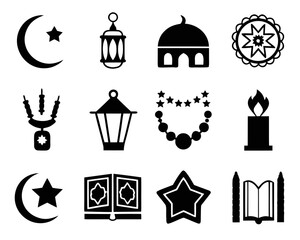 Collection of islamic cultural symbols and religious graphics celebrating the sixth day of muharram with a variety of themed icons