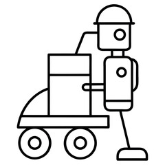 Black and White Vector Robot Illustration on Wheels