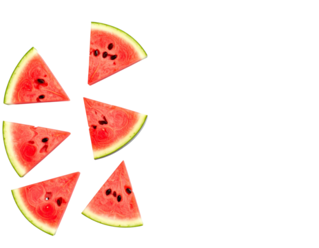 Fresh watermelon slices on white background, juicy summer fruit photo for picnic desi - Powered by Adobe