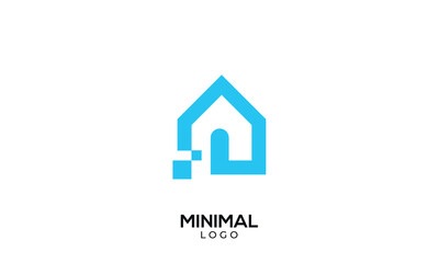 Minimal technology house logo, digital house icon  
