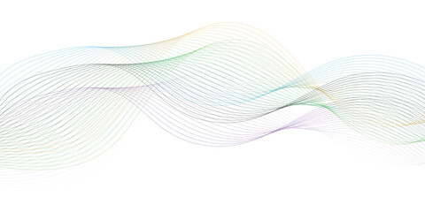Abstract wave element for design. Digital frequency track equalizer. Stylized line art background. Vector illustration. Wave with lines created using blend tool. Curved wavy line, smooth stripe.
