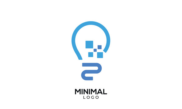 Minimal Bulb logo design with molecule, Technology bulb concept, digital bulb logo - Powered by Adobe