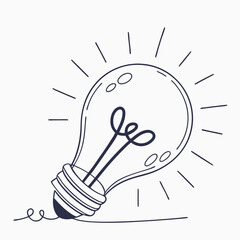 Simple hand drawn light bulb illustration symbolizing a new idea or inspiration