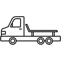 Black Line Art Flatbed Truck Illustration black and white