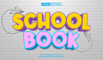 Editable 3d text style effect - School Book text effect Template