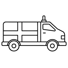 Black Outline Ambulance Vehicle Illustration Transparent Background