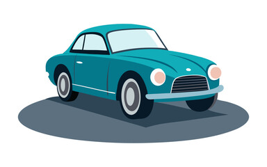 Classic car under spotlight vector design, clean shadows, vintage automobile illustration, retro vehicle artwork, sleek minimalist style, perfect for automotive and classic car enthusiasts.