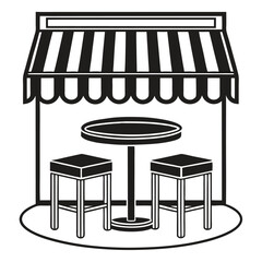 Black silhouette icon set of cafe seating arrangements