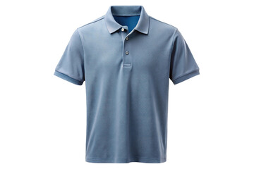 Stylish blue patterned short sleeve polo shirt for men isolated on transparent background