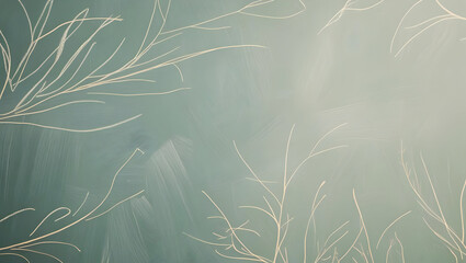 green bamboo background with reflection