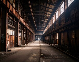 Deserted industrial building showing signs of decay and abandonment