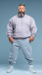  Strong plus-size male athlete in casual sports clothing- Isolated PNG Background