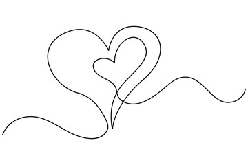 Heart continuous single line art drawing. Hand drawn doodle heart outline vector illustration
