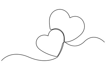 Heart continuous single line art drawing. Hand drawn doodle heart outline vector illustration
