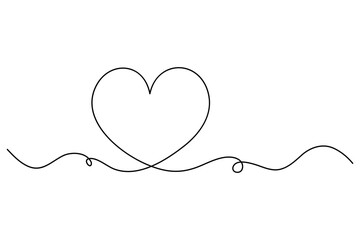 Heart continuous single line art drawing. Hand drawn doodle heart outline vector illustration
