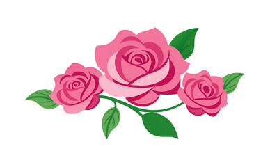 Fototapeta premium Elegant pink roses adorn delicate green stems and leaves
