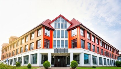 Fototapeta premium Educational School Building Background for Back to School Themes
