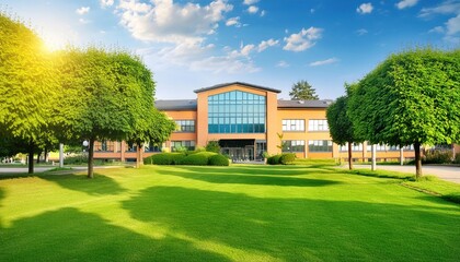 Fototapeta premium Educational School Building Background for Back to School Themes