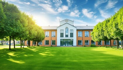 Fototapeta premium Educational School Building Background for Back to School Themes