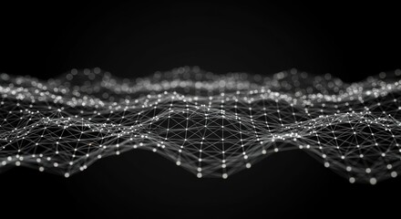 Abstract Network Background with Connecting Dots and Lines on Dark Backdrop