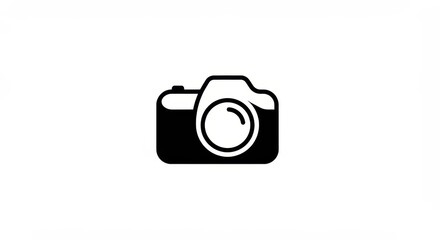 Simplified camera icon on a white background representing photography and imaging