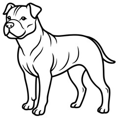 Fototapeta premium American Bulldog Outline SVG – Standalone Dog Silhouette Vector Design