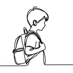 Obraz premium Child wearing backpack looking downward