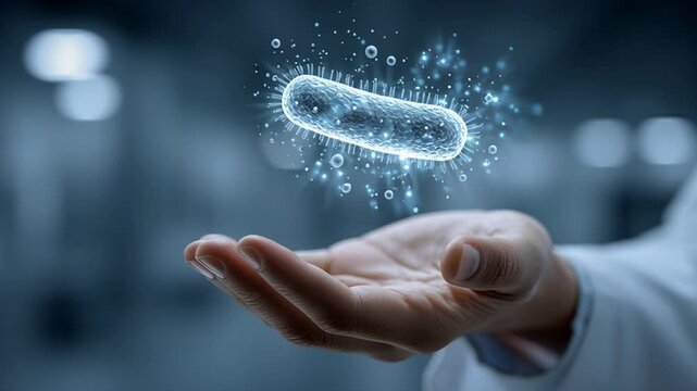4k video of a doctor holding a bacteria.