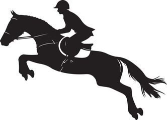 Horse rider jumping silhouette