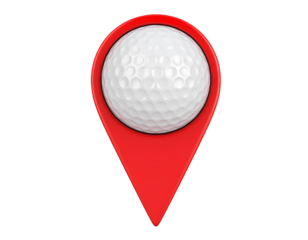 Golf ball resting on a pin, isolated on a white background with a clean clipping path