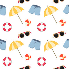 Seamless summer pattern, Summer elements for fabric, illustration Vector EPS 10