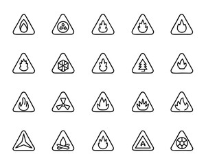 Obraz premium Graphic representation of a flammable substance hazard warning symbol with bold colors on a white background for safety communication