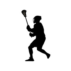 Lacrosse silhouette, a dynamic depiction of a player in action.