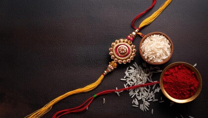 Raksha Bandhan Background with Elegant Rakhi and Traditional Indian Wristband